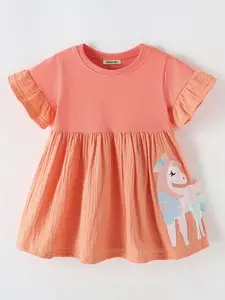 INCLUD Girls Applique Flutter Sleeve Fit & Flare Dress