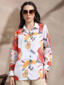 all about you Women Standard Fit Floral Printed Spread Collar Casual Shirt