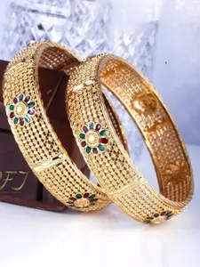 Vighnaharta Set Of 2 Gold-Plated  Adjustable Bangles