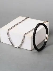 SALTY Set Of Bracelet & Necklace Figaro & Black Cutting-edge - Pendant Jewellery Combo