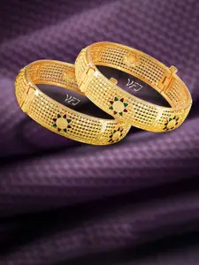 Vighnaharta Set Of 2 Gold-Plated Bangles