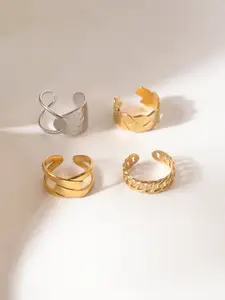 Niska Set Of 4 Gold-Plated Adjustable Finger Rings