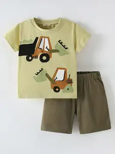 INCLUD Boys Floral Printed Round Neck T-Shirt With Shorts