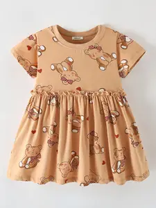 INCLUD Girls Abstract Print Fit & Flare Flared Knee Length Dress