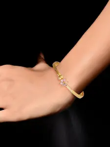 Vighnaharta Set Of 2 Gold-Plated Stone-Studded Adjustable Bangles