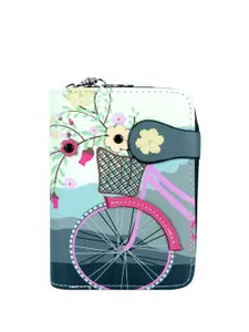 NFI essentials Women Floral Printed Zip Detail PU Zip Around Wallet