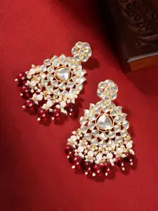 TEEJH Gold-Plated Classic Artificial Stone Studded Chandbalis Earrings