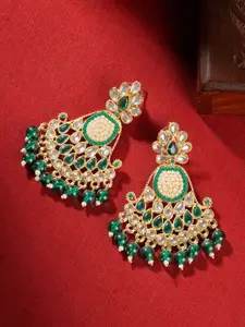 TEEJH Gold Plated Artificial Stones Studded Classic Chandbalis