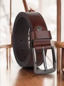 The Roadster Lifestyle Co. Men Solid Textured Leather Formal Belt