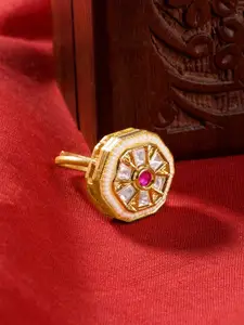 TEEJH Gold-Plated Priyali Stone-Studded Finger Ring