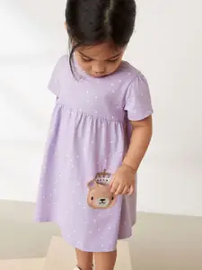 INCLUD Girls Polka Dot Printed Fit & Flare Knee Length Dress