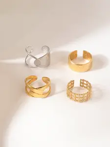 Niska Set Of 4 Gold-Plated Adjustable FingerRing