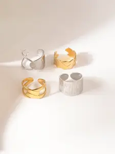Niska Set Of 4 Gold-Plated Adjustable FingerRing
