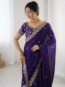 Saree mall Embellished Embroidered Party Wear Saree