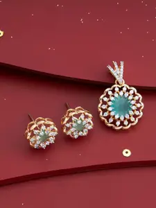 Kushal's Fashion Jewellery Gold-Plated Party Zircon Pendant Set