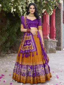 LOOKNBOOK ART Ethnic Motifs Printed Semi Stitched Lehenga & Unstitched Blouse With Dupatta