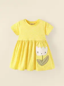 INCLUD Girls Chevron Print Embroidered Fit & Flare Dress