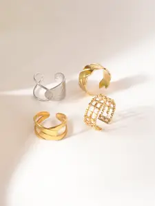 Niska Set Of 4 Gold-Plated Adjustable FingerRing