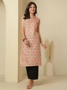 Anouk Rustic Women Floral Printed Festive Cotton Straight Kurta