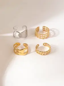 Niska Set Of 4 Gold-Plated Adjustable FingerRing