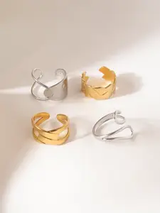 Niska Set Of 4 Gold-Plated Adjustable FingerRing