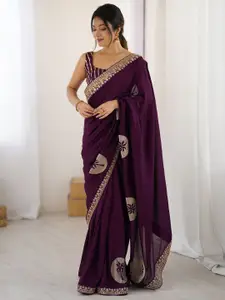 Saree mall Floral Embellished Sequinned Silk Saree