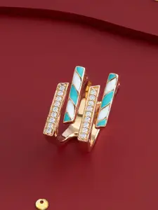 Kushal's Fashion Jewellery Gold-Plated Party Zircon-Studded Finger Ring