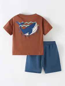 INCLUD Boys Printed Round Neck T-Shirt With Shorts