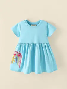 INCLUD Girls Embellished Embroidered Applique Fit & Flare Dress