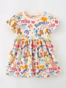 INCLUD Girls Typography Print Gathered or Pleated Fit & Flare Dress
