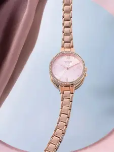 Sonata Women Embellished Dial & Bracelet Style Straps Analogue Watch SP80066WM01W