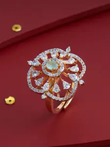 Kushal's Fashion Jewellery Gold-Plated Party Zircon-Studded Finger Ring