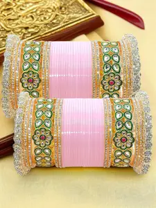 BeautyTrends Set Of 60 Gold-Plated Kundan-Studded Bangles