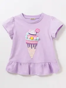 INCLUD Girls Conversational Embroidered Applique Regular Top