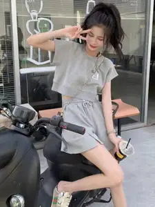 StyleCast Round Neck Top With Shorts Co-Ords