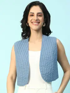 Oxolloxo Women Sleeveless open front Cotton Quilted Shrug