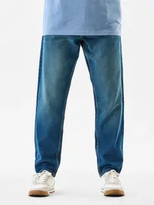 Snitch Men Blue Mid-Rise Baggy Light Fade Jeans