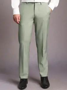 Louis Philippe Men Textured Regular Fit Mid-Rise Flat Front Formal Trouser