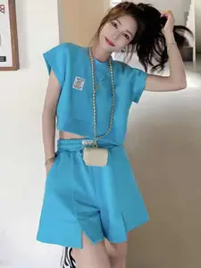 StyleCast Round Neck Top With Shorts Co-Ords