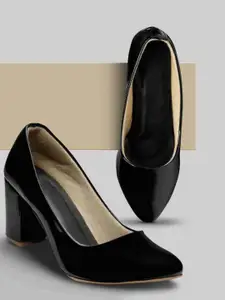 VANIYA SHOES Women Pointed Toe Block Heel Pumps