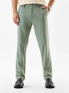 Snitch Men Checked Slim Fit Wrinkle Free Trousers