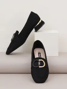 Sherrif Shoes Women Embellished Round Toe PU Block Pumps