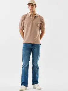 Snitch Men Bootcut Mid-Rise Low Distress Light Fade Stretchable Cotton Jeans