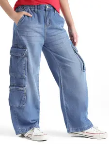 ARIAS By LARA DUTTA Kids Girls Relaxed Fit Mid-Rise Mildly Distressed Light Fade Jeans