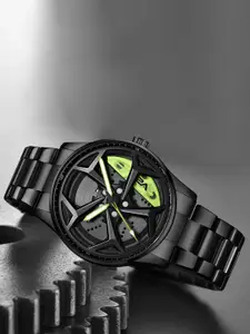 V2A Men Dial & Stainless Steel Bracelet Style Straps Analogue Watch V2A-CS-2310-Blk-Grn