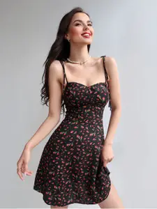 StyleCast Women Floral Print Smocked Fit and Flare Mini Dress