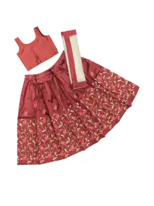 Shoryam Fashion Girls Maroon Raw Silk Lehenga Choli