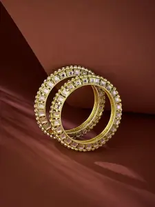ATIBELLE Set Of 2 Gold-Plated Kundan-Studded Bangles