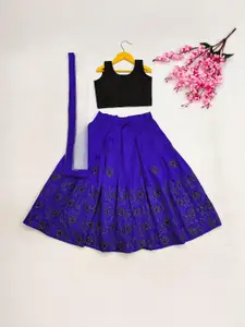 Shoryam Fashion Girls Blue Raw Silk Lehenga Choli