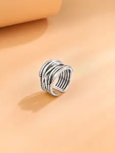 Yellow Chimes Rhodium-Plated Multilayered  Finger Ring